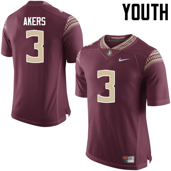 Youth #3 Cam Akers Florida State Seminoles College Football Jerseys-Garnet - Click Image to Close
